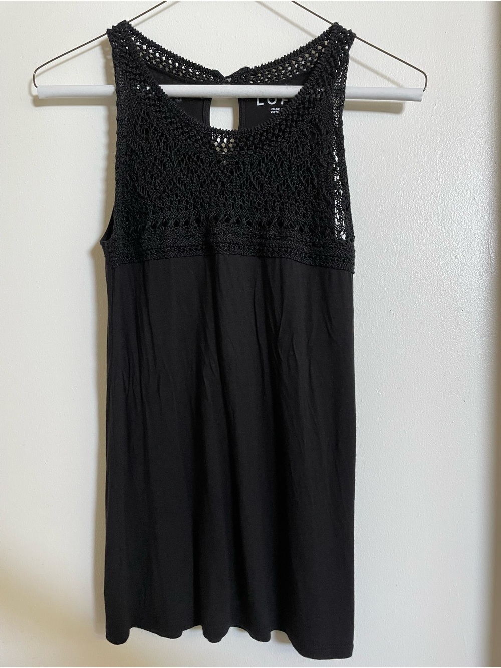 LOFT Crochet Black Sleeveless Top XS